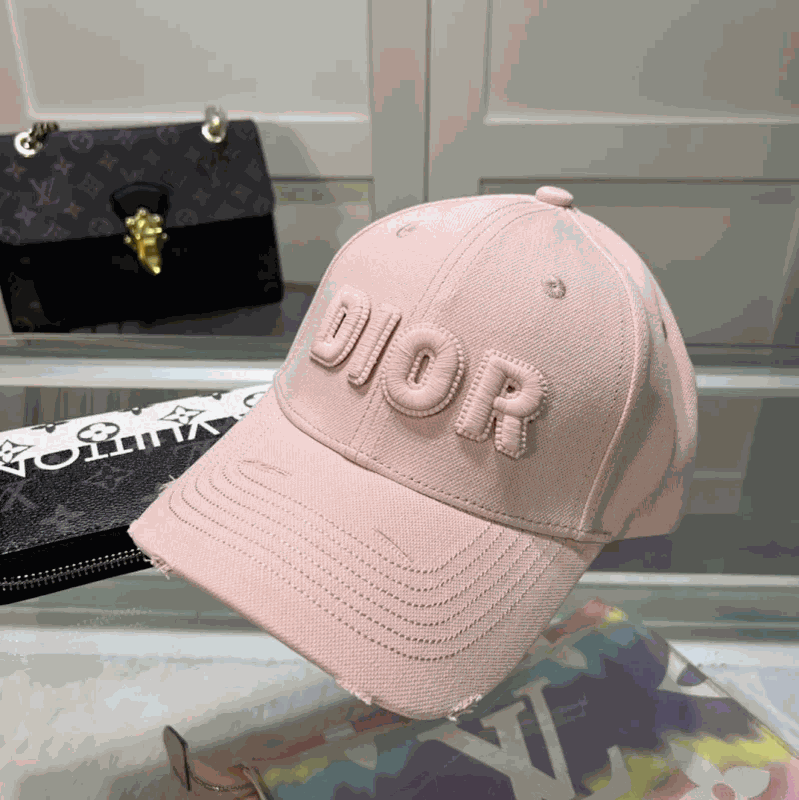Dior Pink Embroidered Logo Baseball Cap