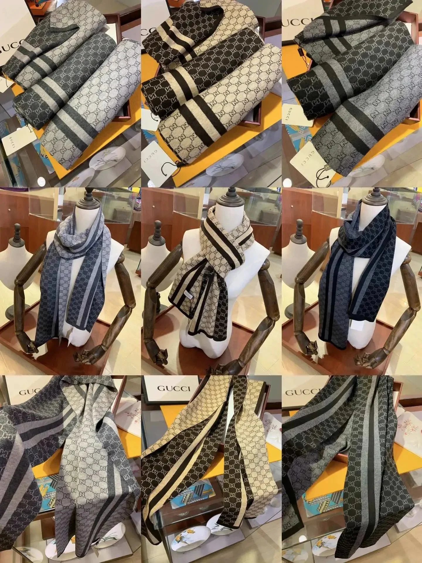 Gucci Monogram Wool Scarf for Men and Women