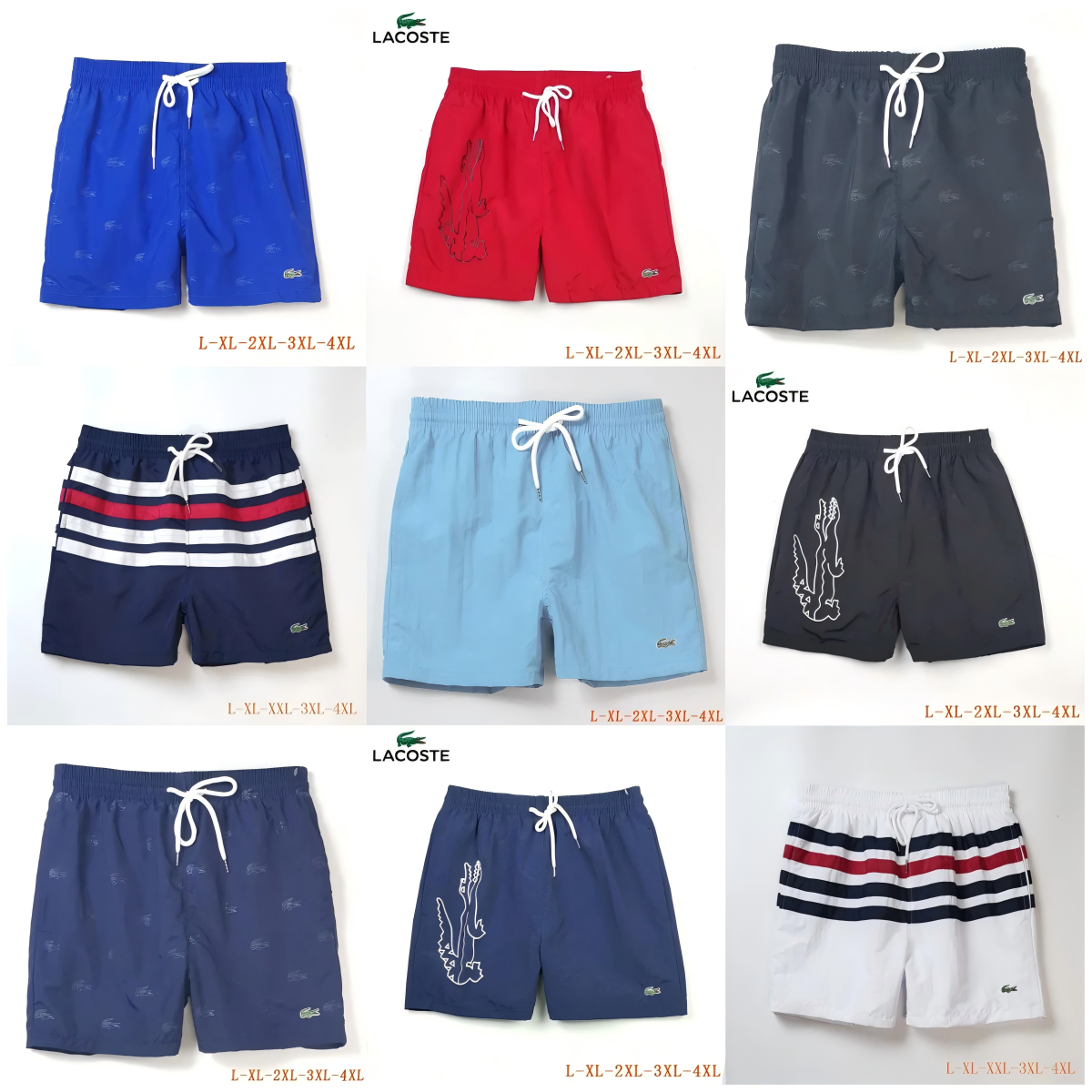 LACOSTE Men's Swim Shorts with Crocodile Logo and Drawstring Waist