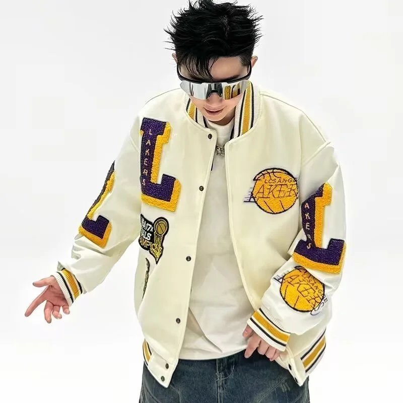 Lakers Embroidered Varsity Jacket for Men