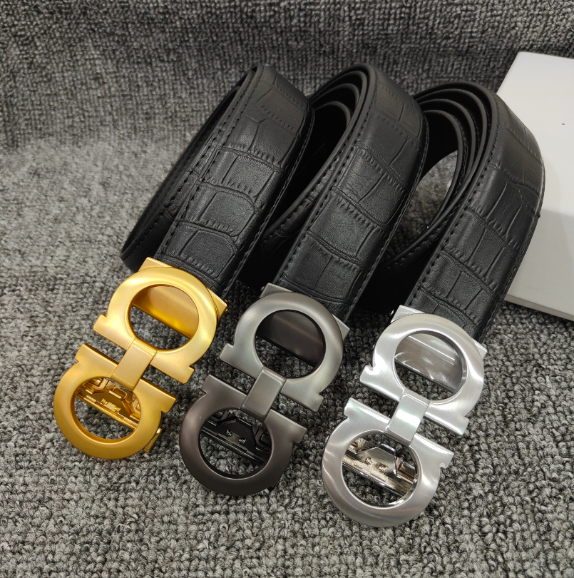 Dior Men's Crocodile Pattern Leather Belt with Metal Buckle