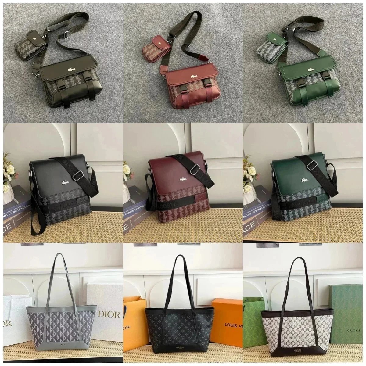 Lacoste Monogram Crossbody Bag with Adjustable Strap
