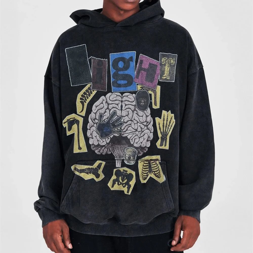 High Brain Patchwork Hoodie Black