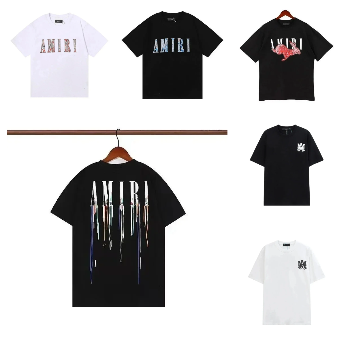 AMIRI Logo Print T-Shirt Men's Streetwear Fashion Casual Tee