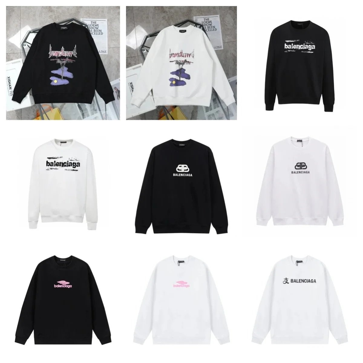 Balenciaga Logo Print Crewneck Sweatshirt Men Women Streetwear Fashion