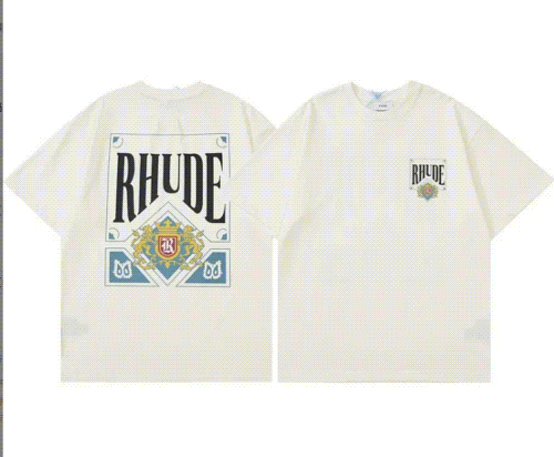RHUDE Cream Logo Print T-Shirt Men's Streetwear
