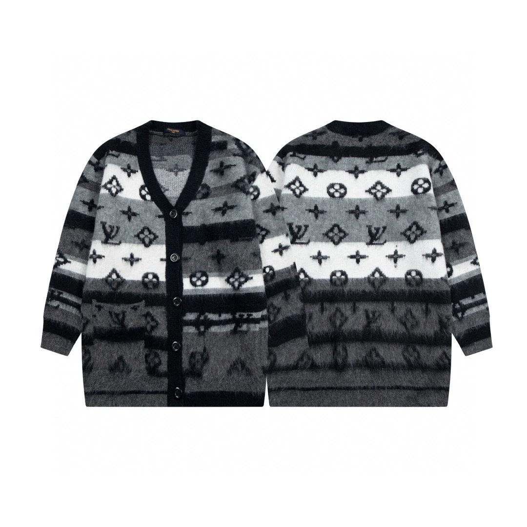 Louis Vuitton Monogram Pattern Knit Cardigan Sweater