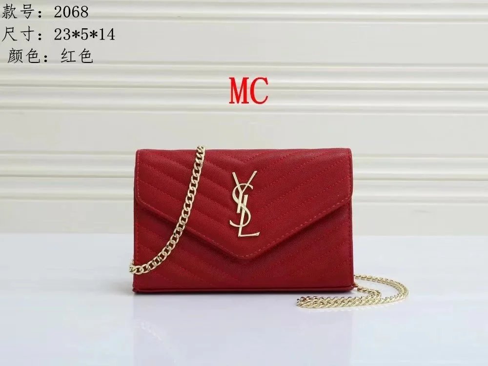 Saint Laurent Red Monogram Chain Clutch Bag 2068