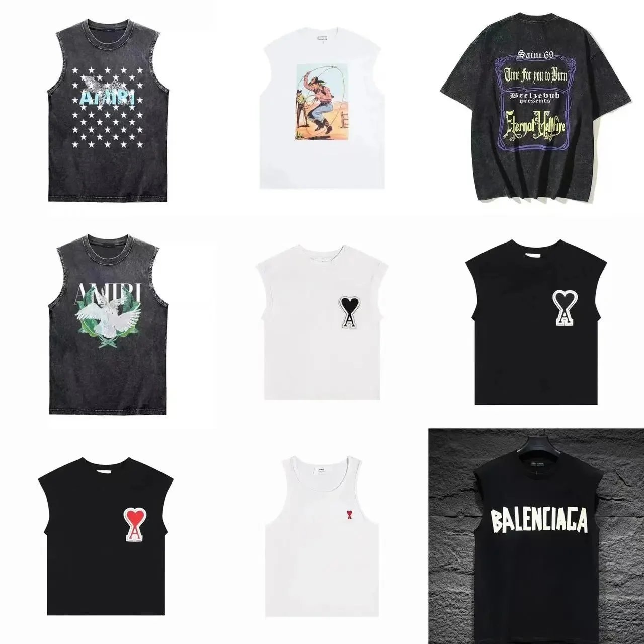Balenciaga Logo Sleeveless Tank Top Men's Fashion Streetwear
