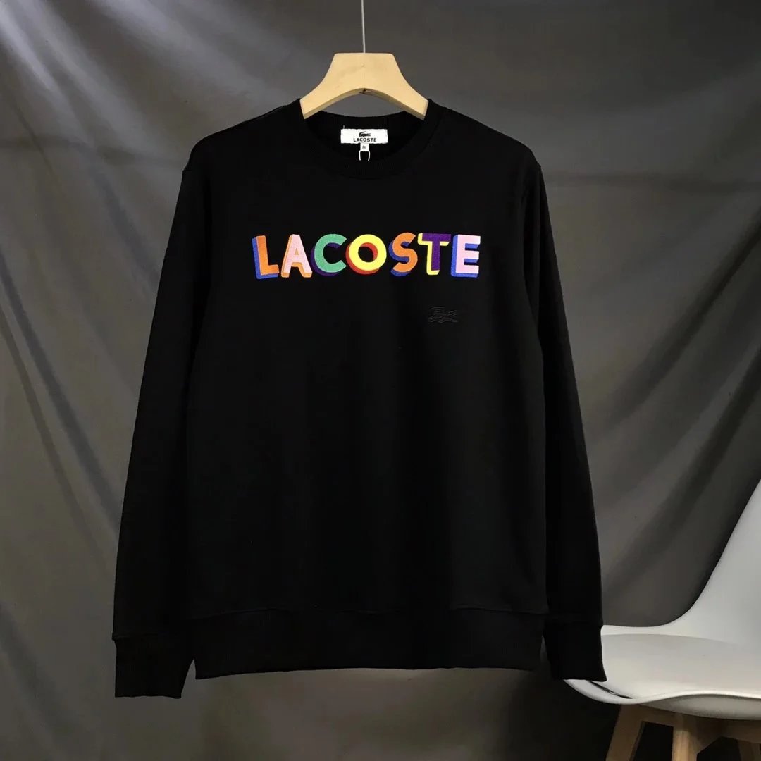 LACOSTE Colorful Logo Crewneck Sweatshirt for Men and Women