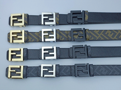 Fendi FF Logo Leather Belt Men Women Fashion Designer Belt