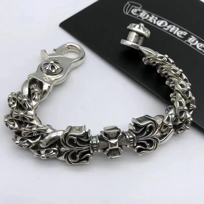 Chrome Hearts Silver Floral Bracelet for Men and Women