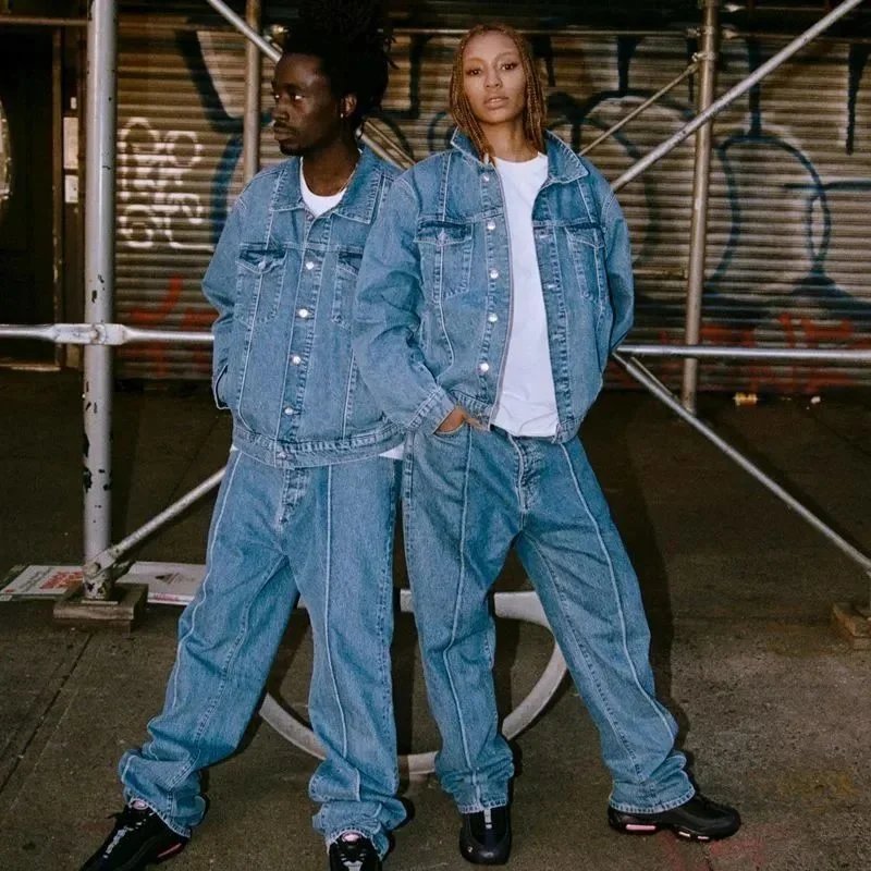 Unisex Denim Jacket and Pants Set for Streetwear Fashion
