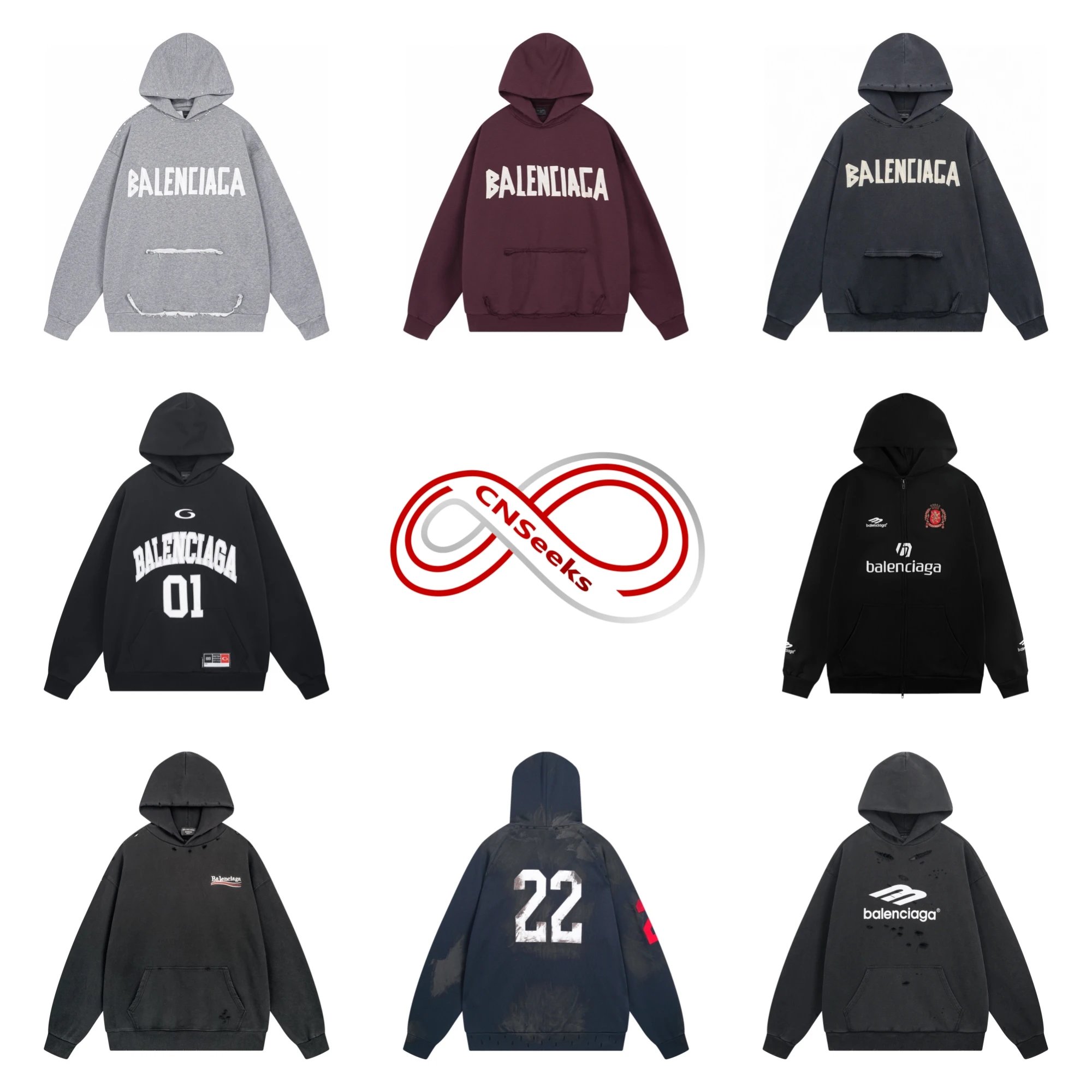 Balenciaga Hoodies Sweatshirts Men Women Oversized Logo Pullover Hoodie