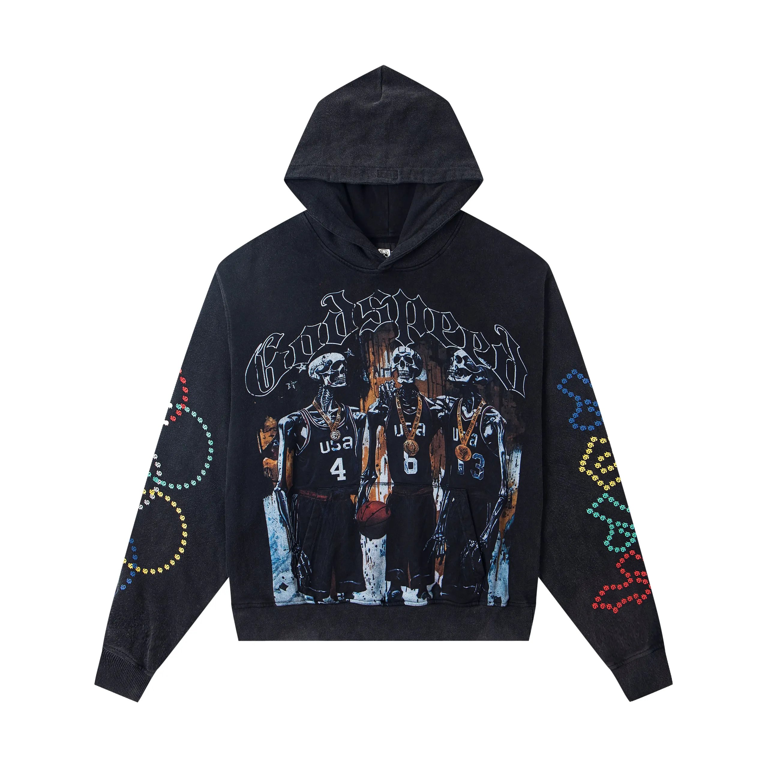 GoodPoetry Skeleton Basketball Hoodie Black