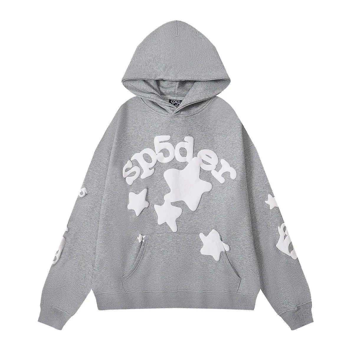SP5DER Star Print Oversized Hoodie Gray