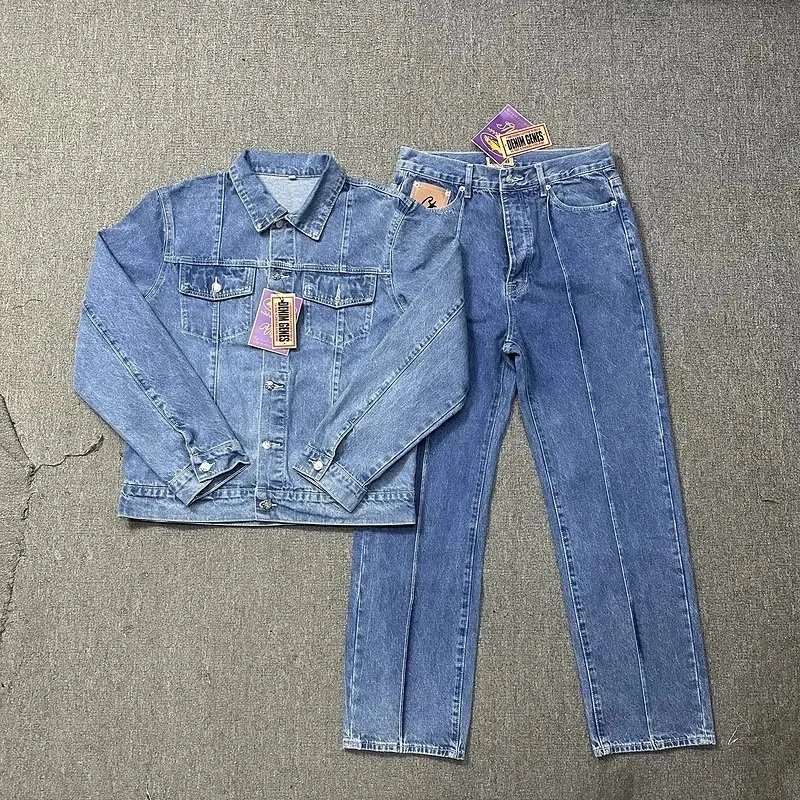 Classic Denim Jacket and Jeans Set for Men Women