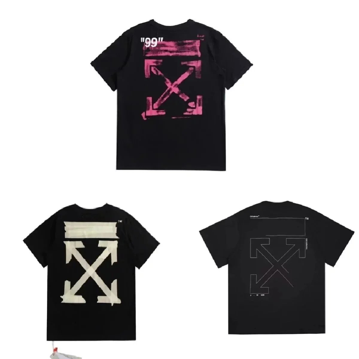 Off-White Black T-Shirt with Arrow Logo Design
