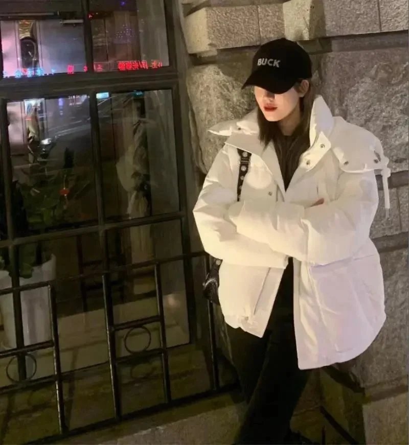 White Winter Parka Jacket for Women Oversized Warm Coat
