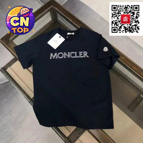 Moncler Logo Print T-Shirt for Men Women Black Casual Top