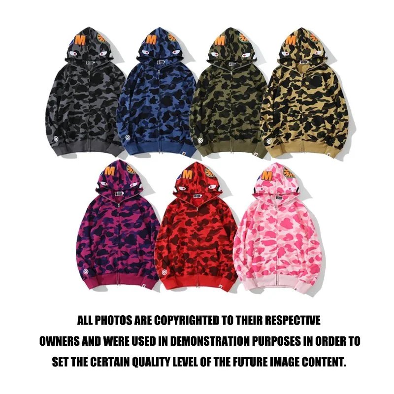 BAPE Camouflage Hoodie Zip-Up Sweatshirt Men Women Streetwear Fashion
