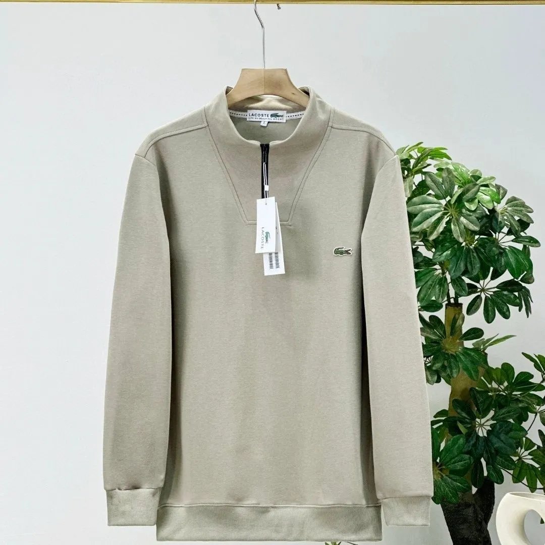 LACOSTE Men's Half-Zip Sweatshirt Beige Casual Pullover