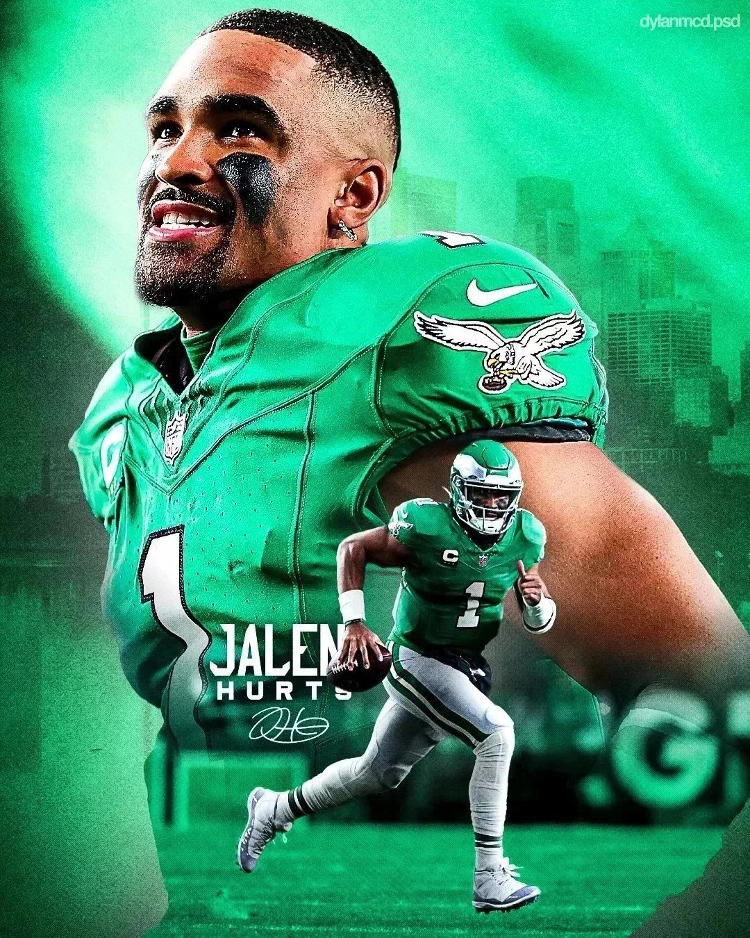 Jalen Hurts NFL Jersey Green Alternate 1