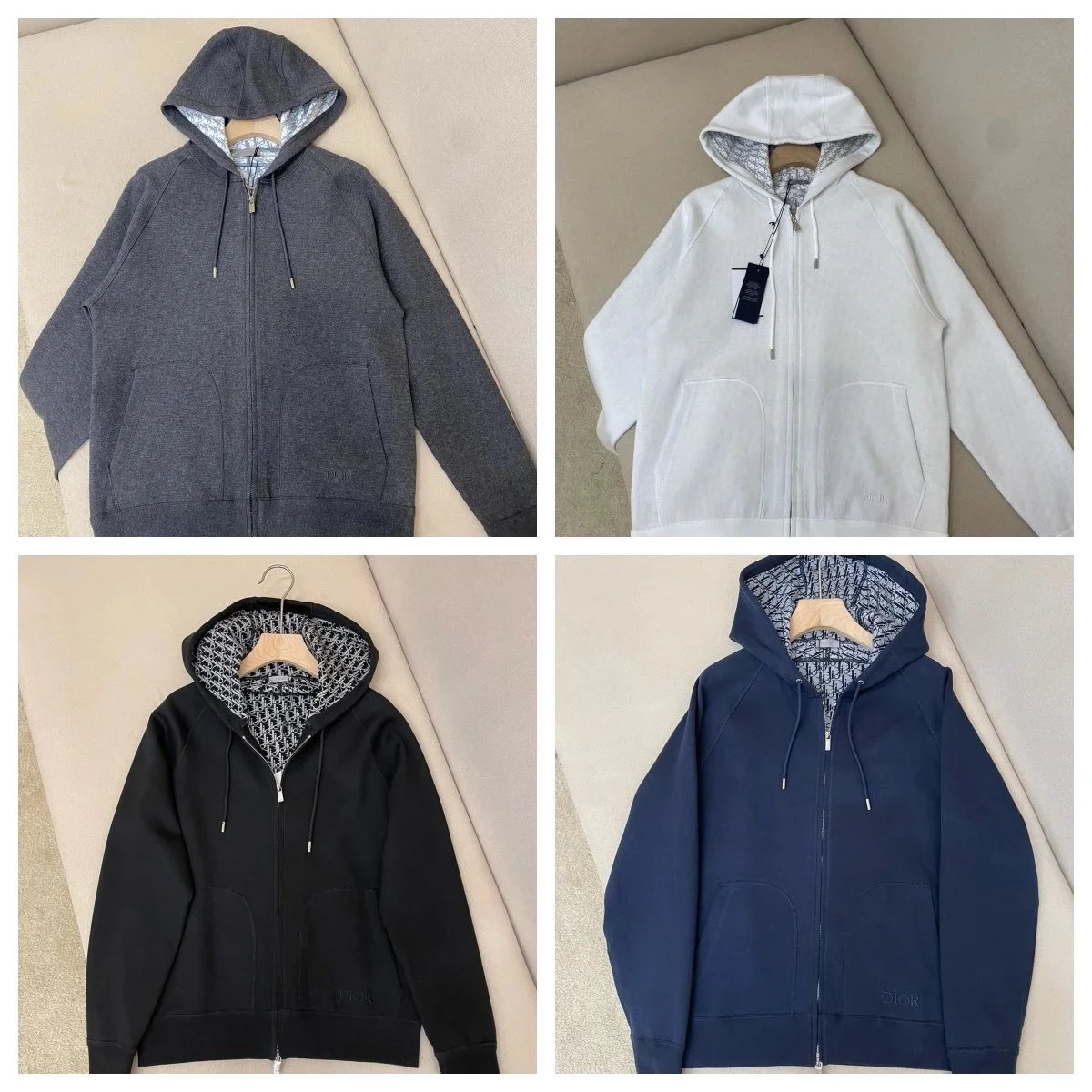 Dior Hoodie Zip-Up Sweatshirt Men's Fashion Streetwear
