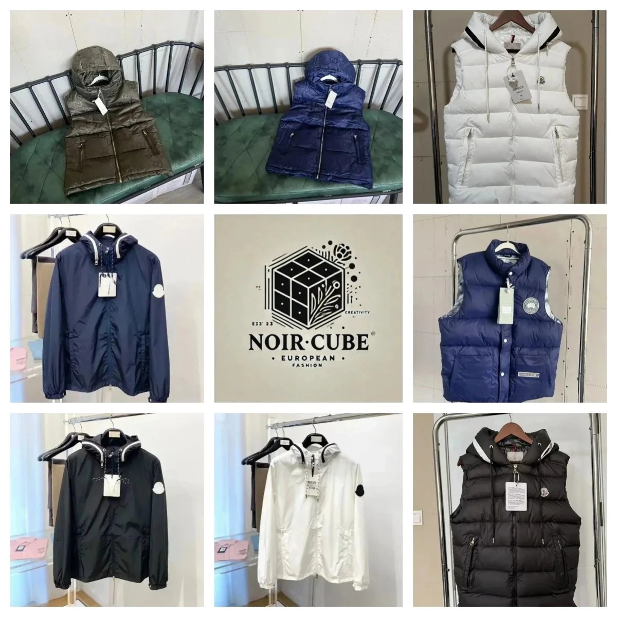 NOIR CUBE Men's Hooded Puffer Vest & Lightweight Jacket Collection