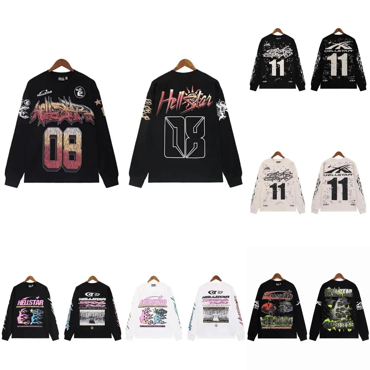 HELLSTAR Long Sleeve Graphic Sweatshirts for Men and Women