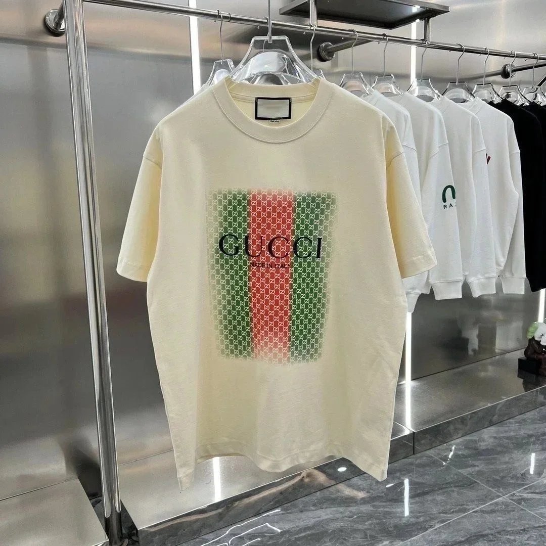 Gucci Logo Print T-Shirt Men's Oversized Cream Color