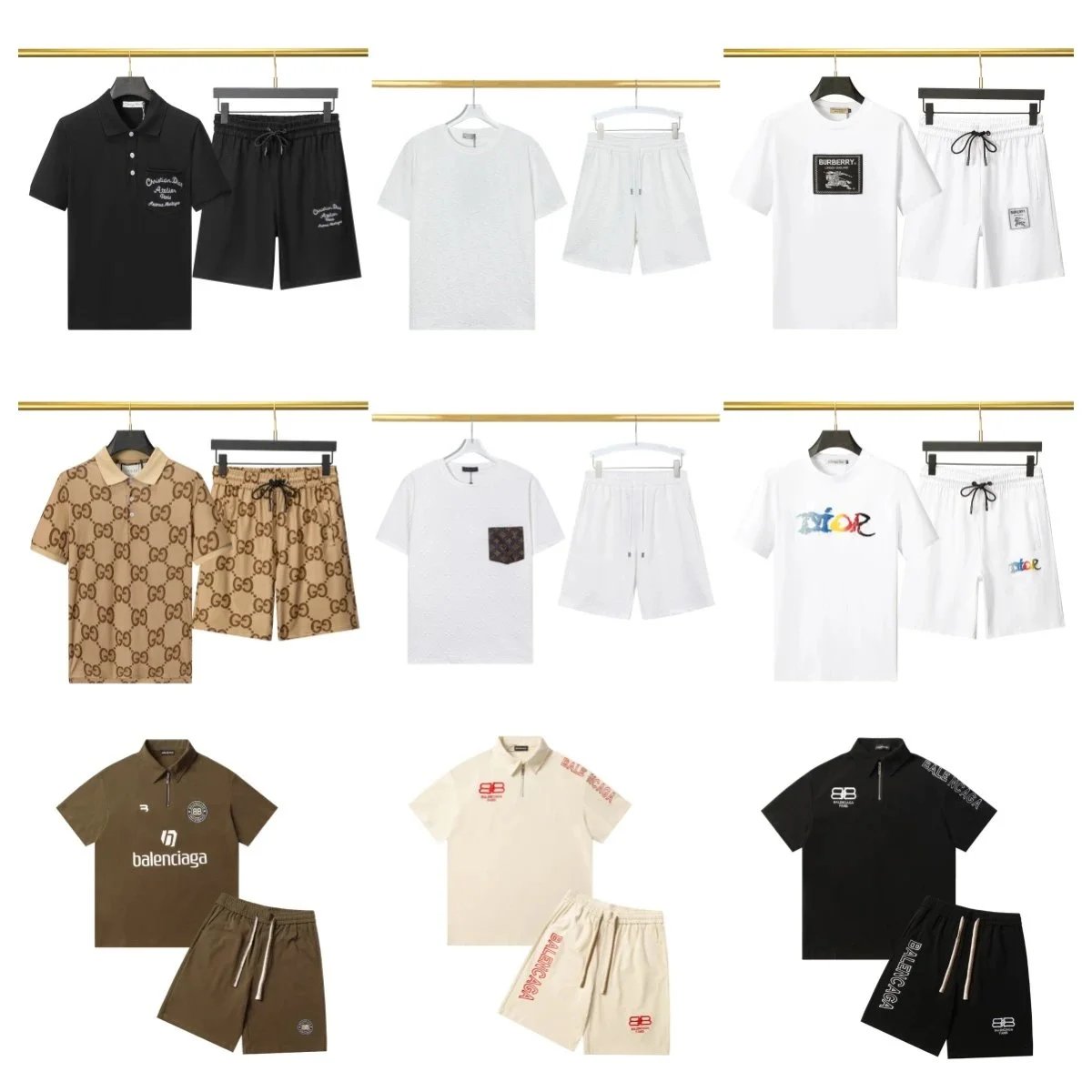 Balenciaga Men's Polo Shirt and Shorts Set Casual Fashion Outfit