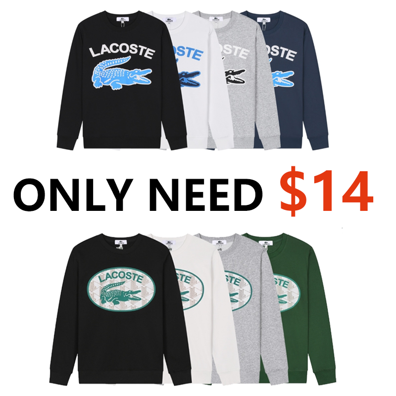 LACOSTE Crocodile Logo Sweatshirt Men Women Casual Long Sleeve Sweater