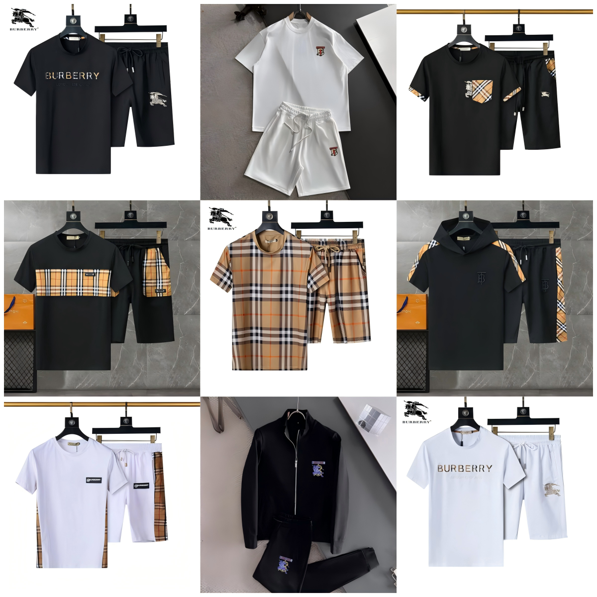 Burberry Men's Casual T-Shirt and Shorts Sets