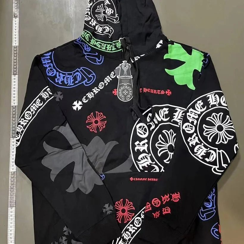 Chrome Hearts Black Hoodie with Bold Logo and Floral Design