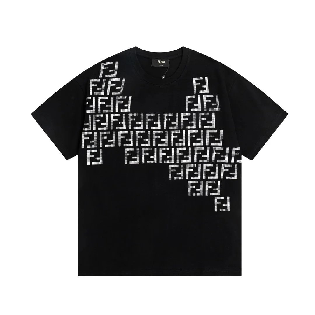 FENDI FF Logo Print Black T-Shirt for Men