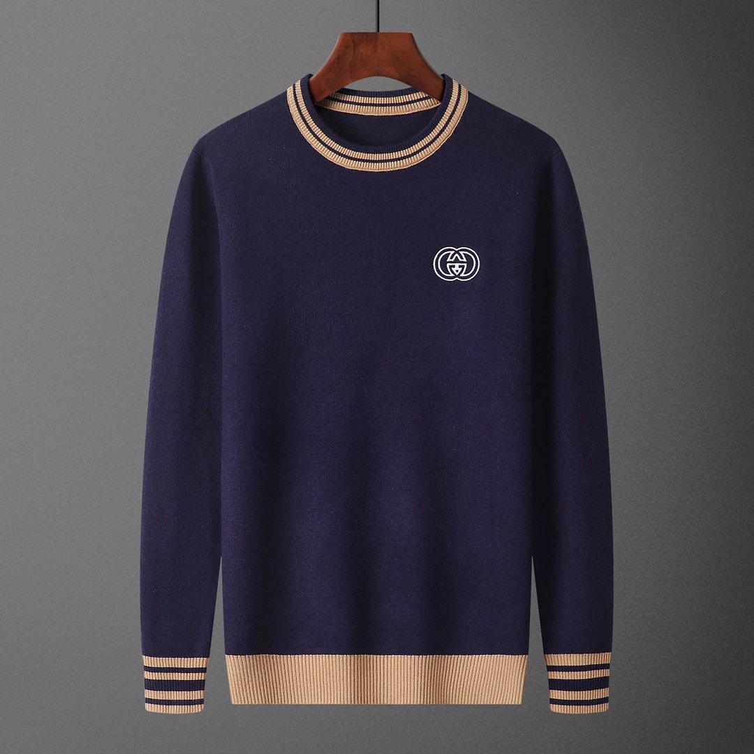 Gucci Navy Blue Knit Sweater with Interlocking GG Logo