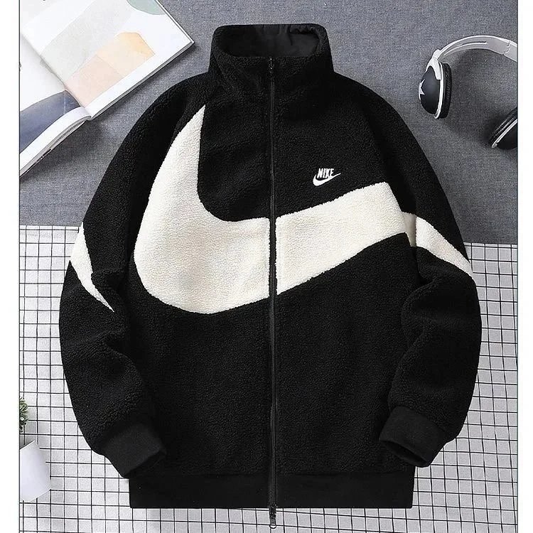Nike Black and White Sherpa Jacket for Men Women