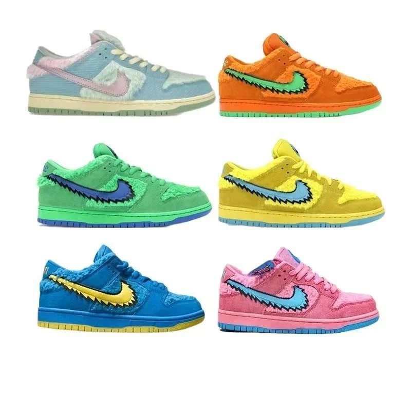 Nike SB Dunk Low x Grateful Dead联名款彩色毛绒运动鞋