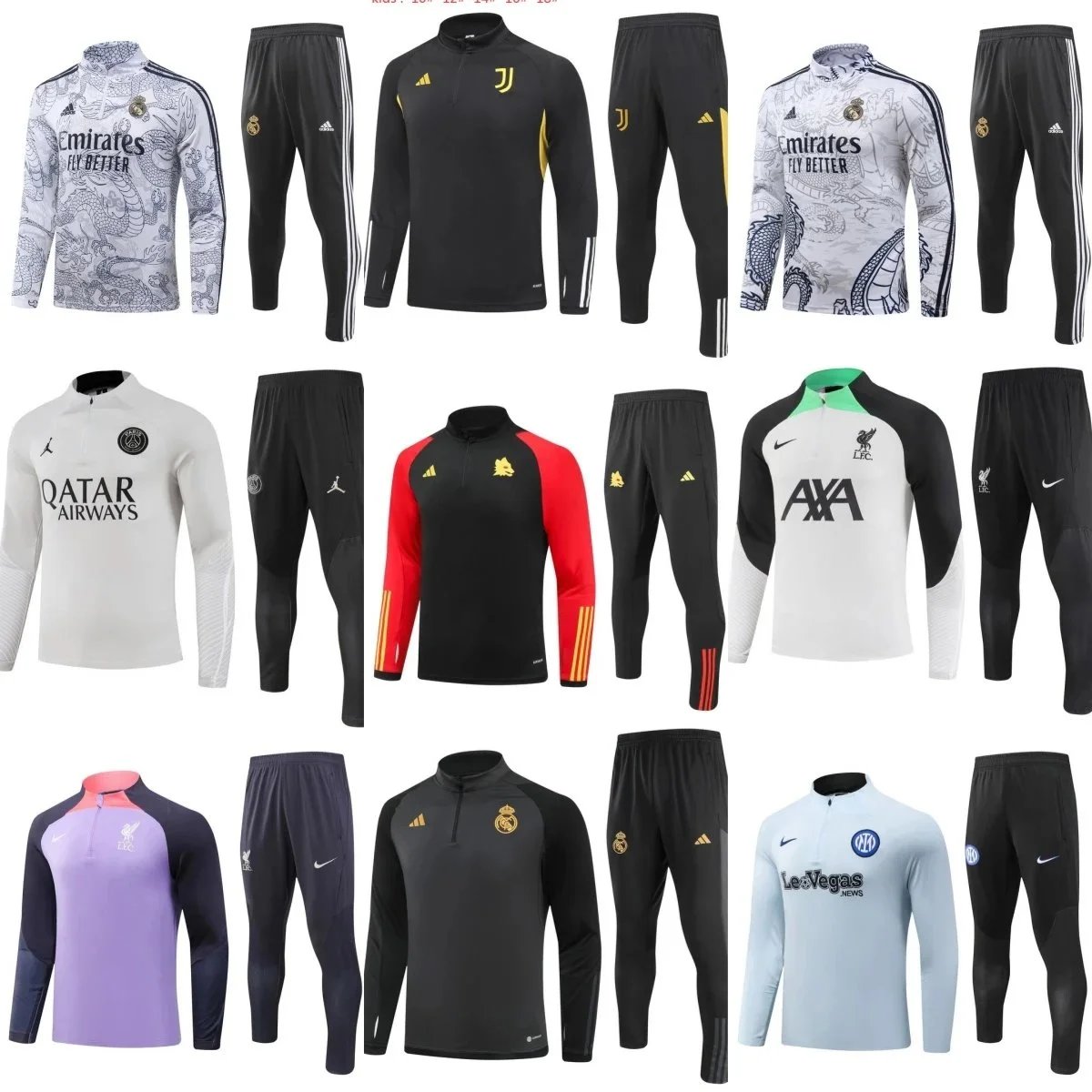Official Football Training Kits for Men - Real Madrid, Juventus, Liverpool, PSG