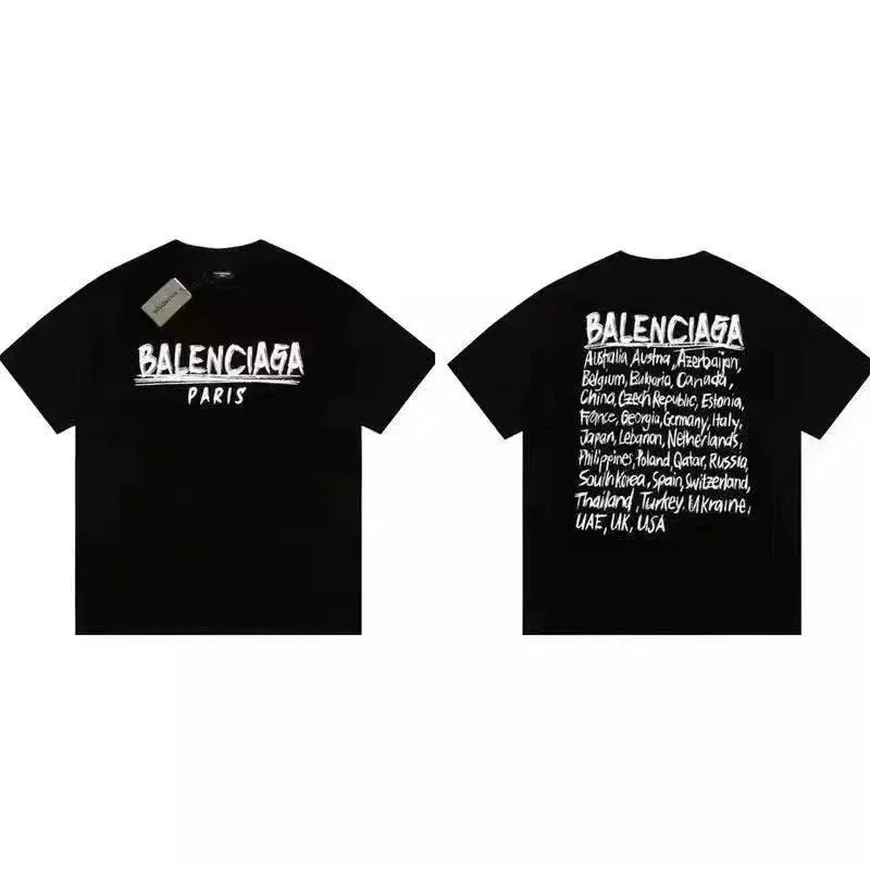 Balenciaga Paris Black T-Shirt with Global Cities Print