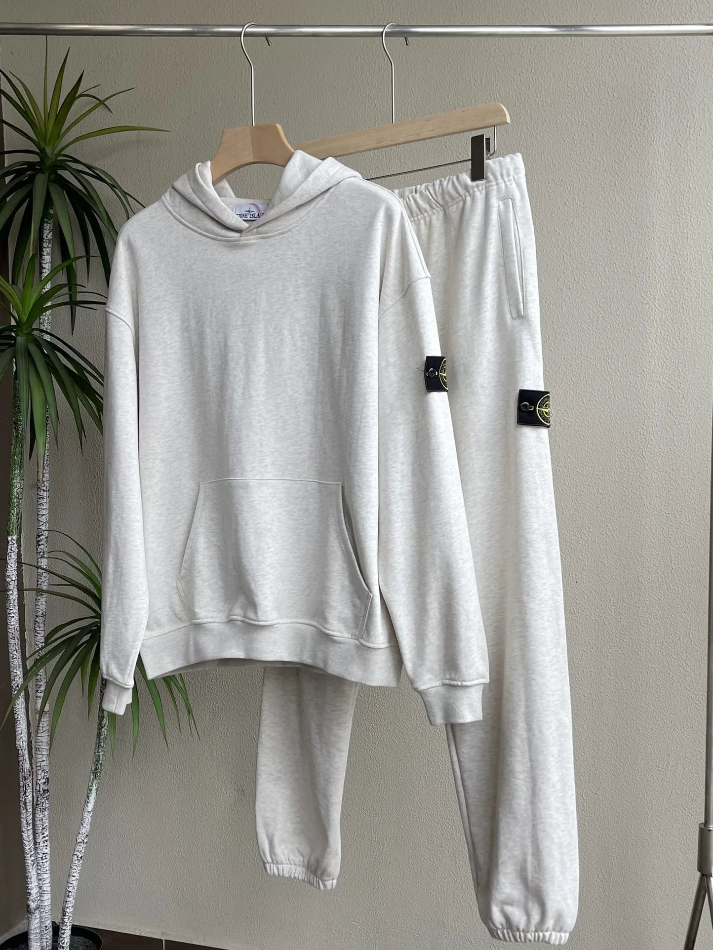 Stone Island Gray Hoodie and Sweatpants Set