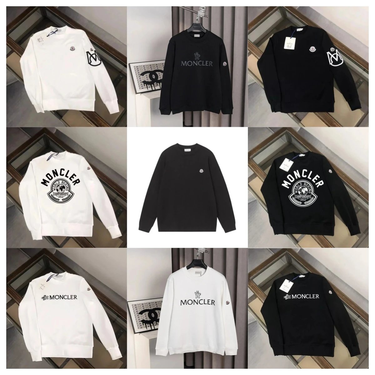 Moncler Sweatshirts for Men and Women - Premium Logo Crewneck Sweaters