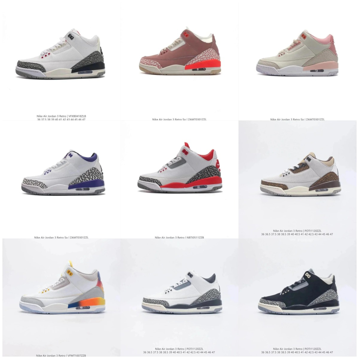 Nike Air Jordan 3 Retro Sneakers Men's Basketball Shoes