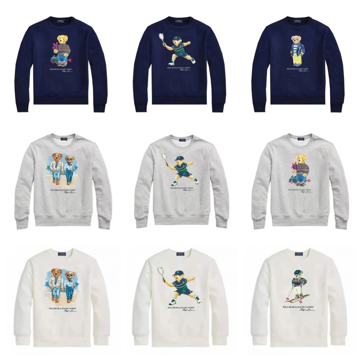 Polo Bear Sweatshirts for Men and Women - Classic Navy, Gray, Cream Colors