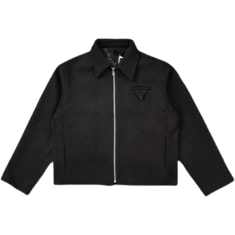 Black Zip-Up Jacket with Logo Patch