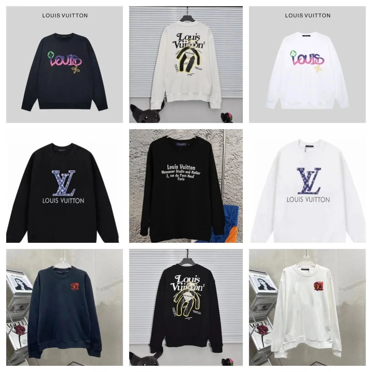 Louis Vuitton Printed Crewneck Sweatshirt Men Women Fashion Streetwear