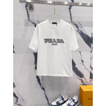 Prada Logo Print White T-Shirt for Men and Women