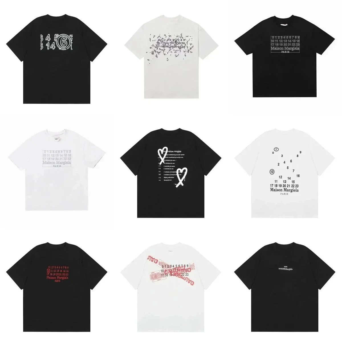 Maison Margiela Number Print T-Shirt Unisex Streetwear Fashion
