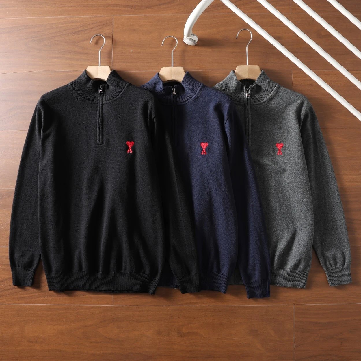 Men's Half-Zip Knit Sweater with Embroidered Logo